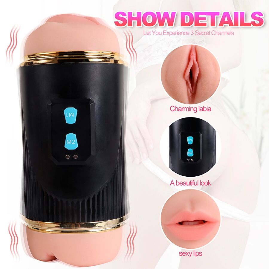 SHEQU - KAY DOUBLE MASTURBATOR WITH DUAL MOUTH AND VAGINA VIBRATION