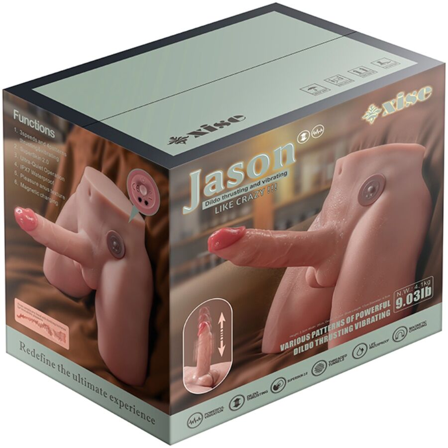 XISE - JASON REALISTIC DILDO MASTURBATOR WITH THRUSTING AND VIBRATION 17 CM