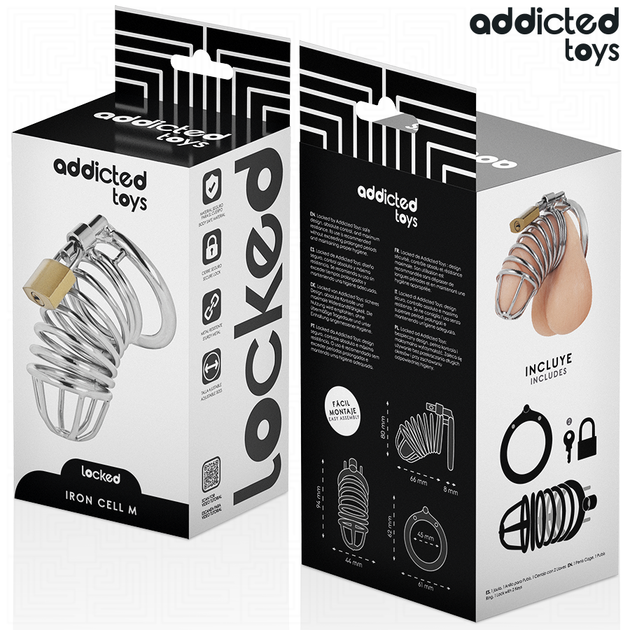 ADDICTED TOYS LOCKED - IRON CELL METAL PENIS CAGE SIZE M