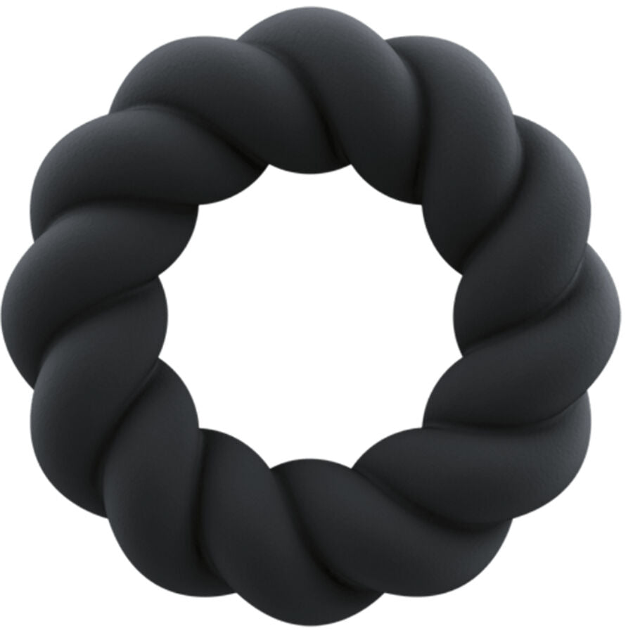 ROCKS-OFF - TWIST BLACK SILICONE MASTURBATOR RING