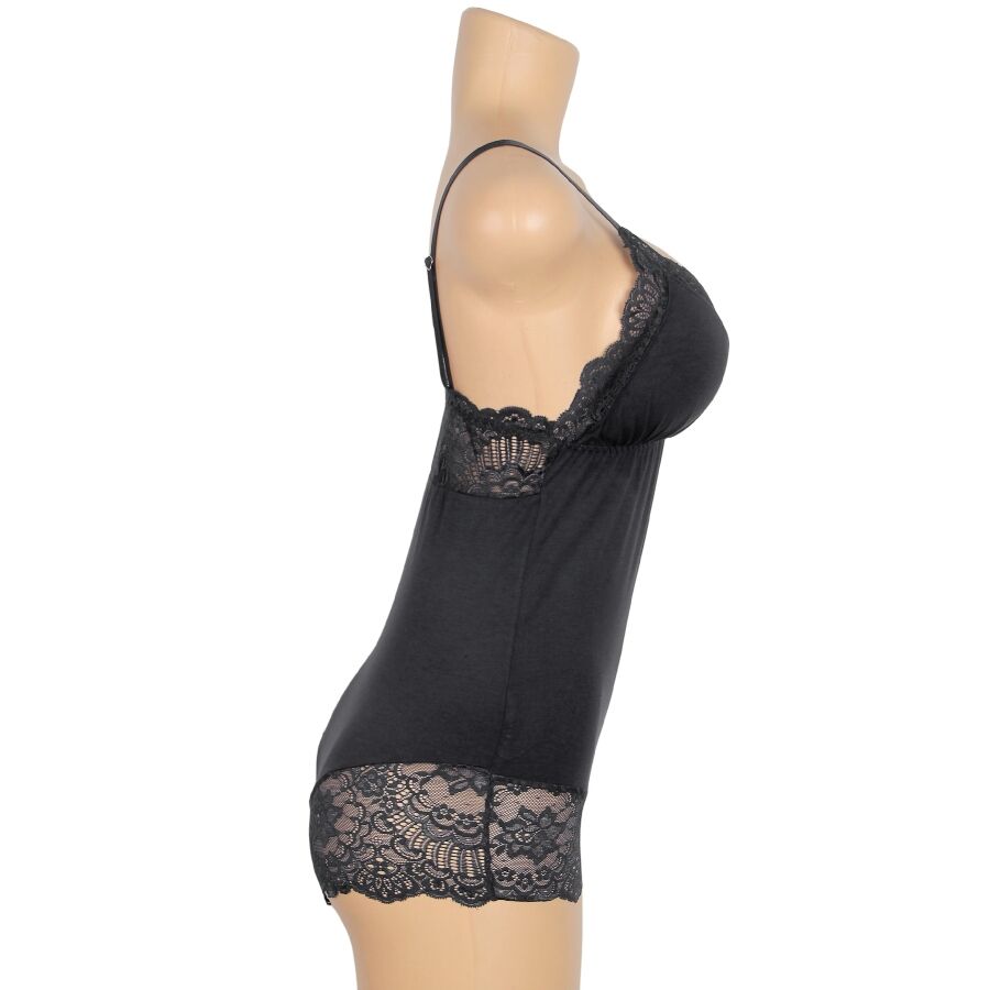 SUBBLIME - BLACK FLORAL LACE DETAIL TEDDY L/XL