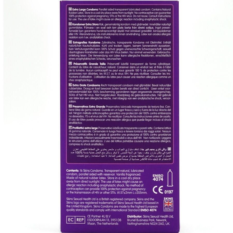SKINS - EXTRA LARGE PREMIUM CONDOMS PACK 16